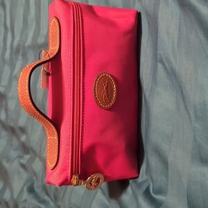 NWT Longchamp Red LE PL COSMETICS CS Leather-Trimmed Women's Bag